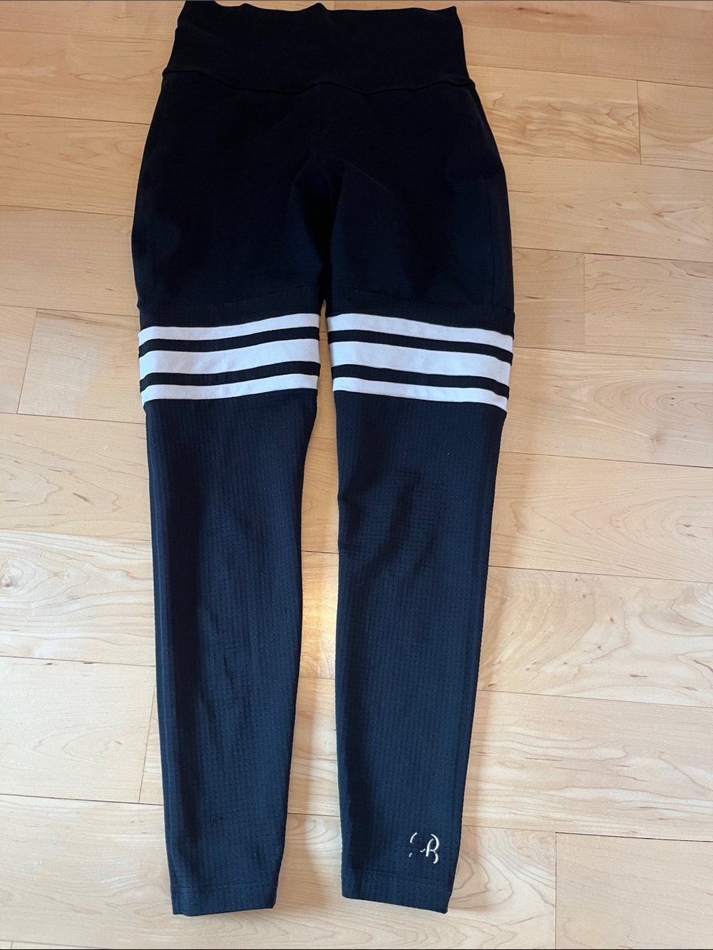 Black women’s Bombshell Leggings with White Stripes